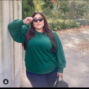 Eloquii Green Top with Balloon Sleeve